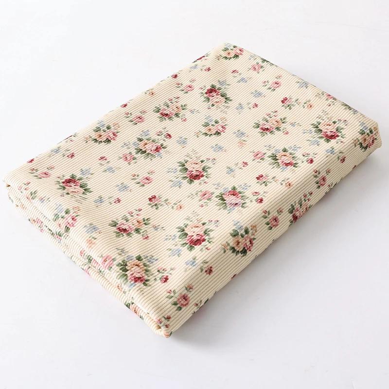 0.5m/1m/2m Soft Fine Pit Strip Small Floral Prints Corduroy Fabric for Sewing Children's Clothing Pajamas DIY Clothing Fabrics