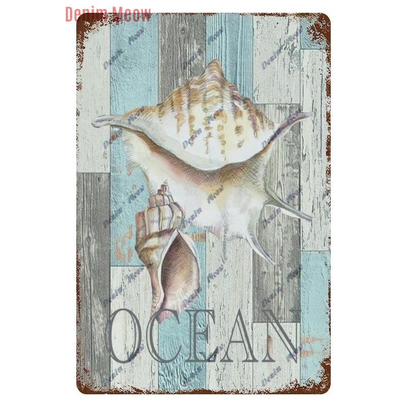 Vintage Sea Turtle Decor, Sea Snail, Metal Tin Sign, Nautical Beach Ocean Theme, Retro Seaside Underwater Summer Plates, WY283