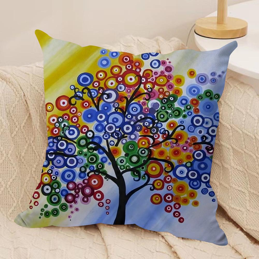Colored Tree Cushion Cover Silky Short Plush Double-Sided Printed Pillow Case for Sofa All Seasons Home Decor Gift