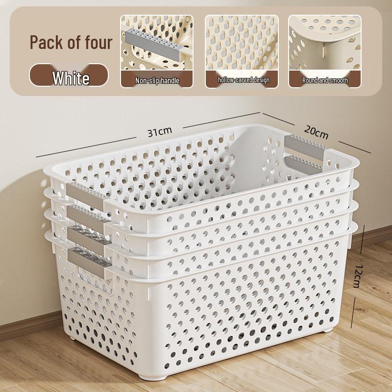 Japanese-Style Snack & Sundries Organizer: Large Plastic Basket for Kitchen, Cabinet, or Desktop Storage.