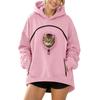 Sweatshirt Kangourou Noir Blackley pour Femme Décontracté Couleur Unie Poche Kangourou Pull à Capuche Hauts Pochette Poches Chat Capuche pour Femme
