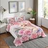 Kawaii Rosa Katzenbettwäsche Set Einzel-/Doppel-/Queensize Floral Rosa Rosenblüten Bettdeckenbezug Set für Damen- und Mädchenzimmerdeko
