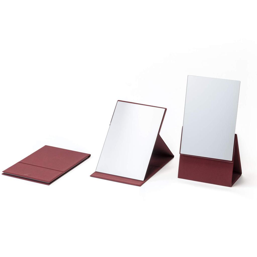 HORIUCHI MIRROR 2-Way Folding Mirror (Bordeaux) - Makeup Mirror - Birthday Gift