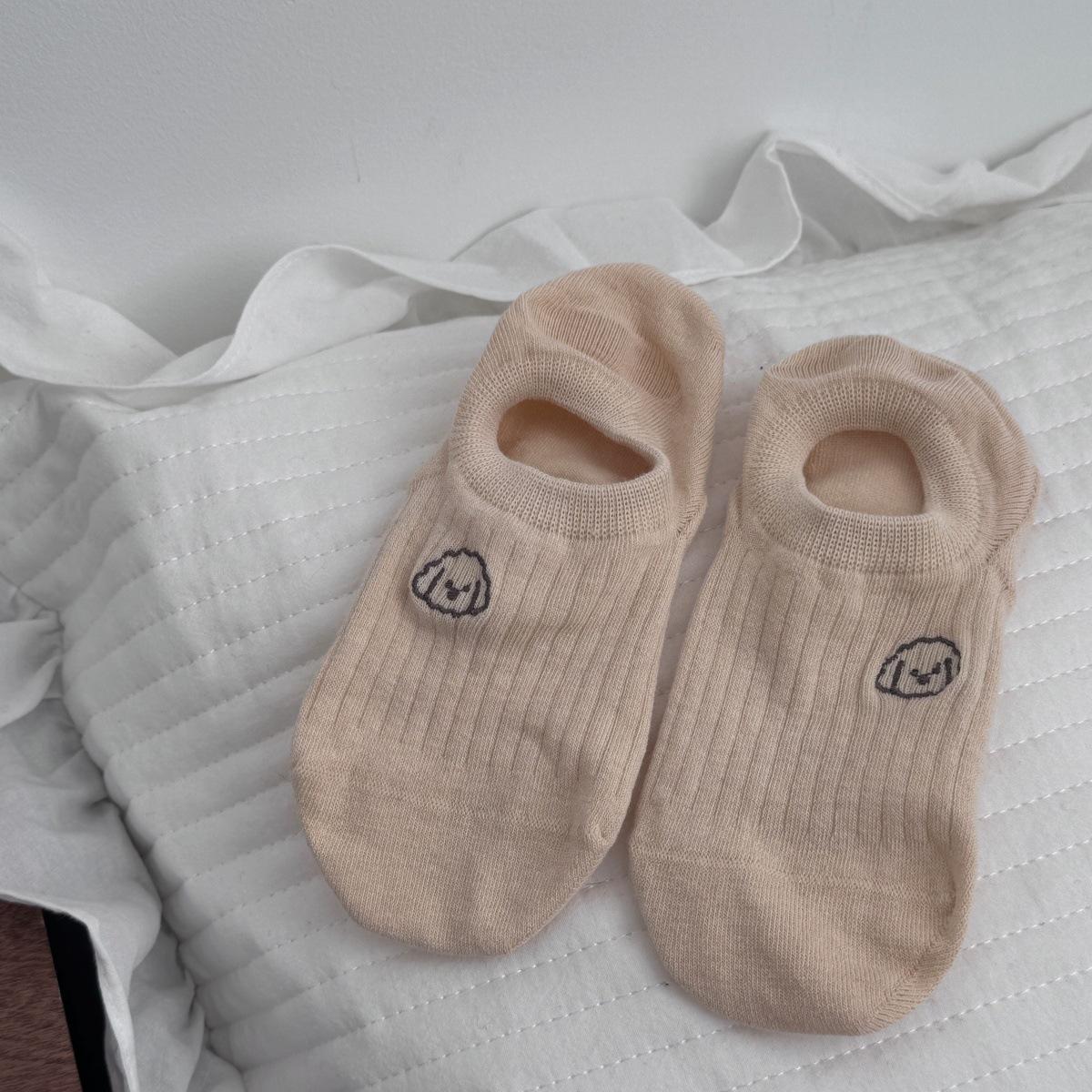 

Женские весенне-летние повседневные дышащие носки-лодочки с вышивкой собаки, однотонные, не сползают 1 pair оранжевый