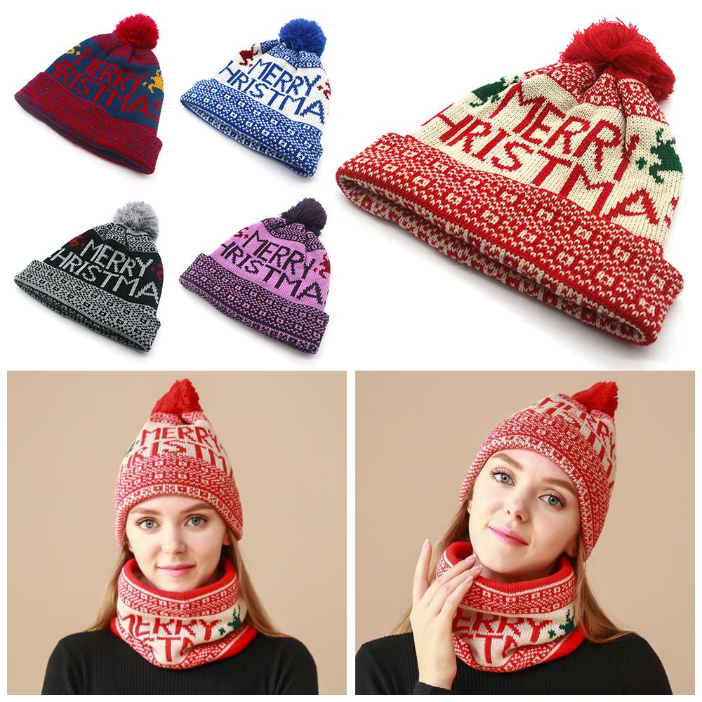 Winter Warm Knitted Beanies Pompom Ski Cap New Chirstmas Knitted Hat  Men and Women
