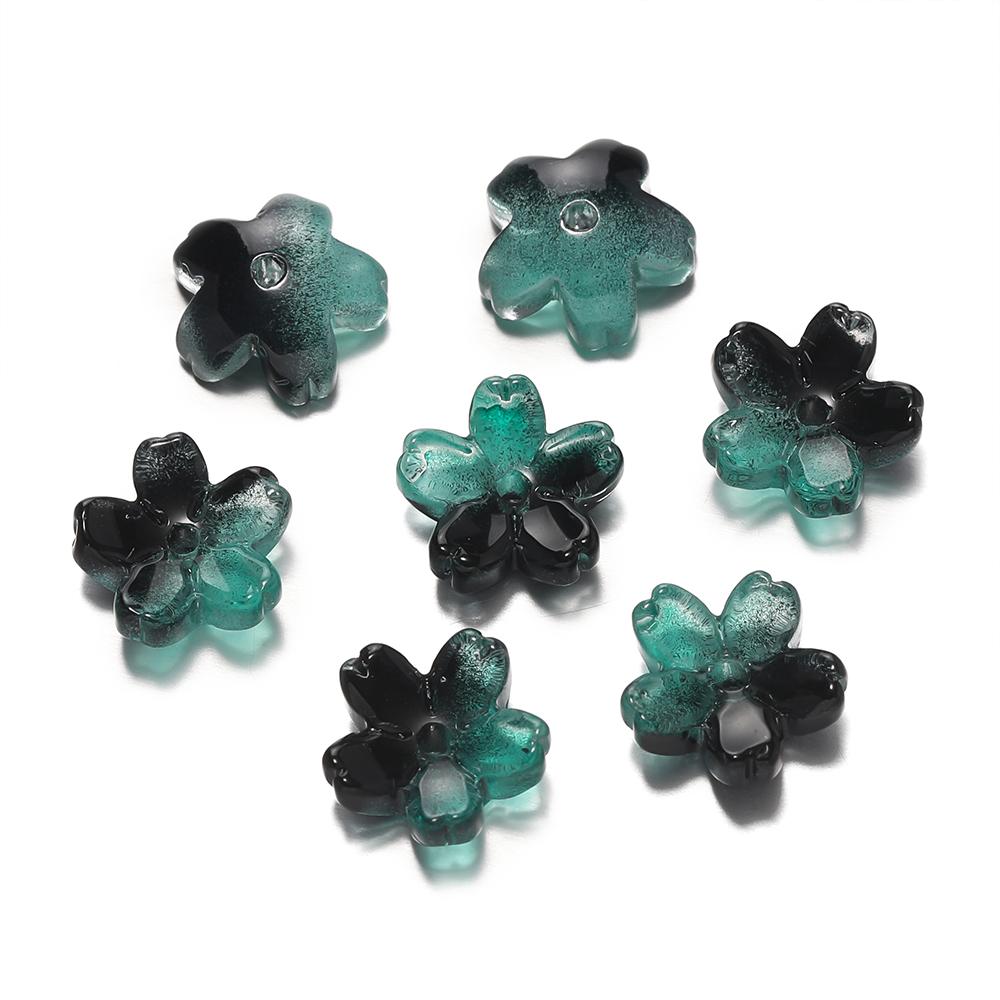 10Pcs/lot Glass Gradient Beads Cherry Blossom Scattered Beads Handcrafted DIY Production Jewelry Craft  Bracelet Accessories