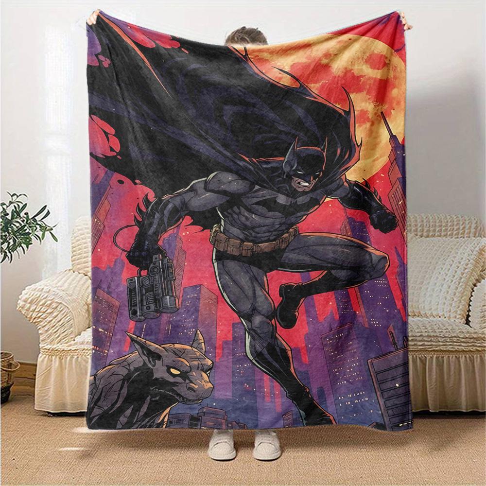 1pc Batman Night Cityscape Flannel Blanket Soft Warm Throw for Home, Office, Travel, All-Season Cozy Bedding GiftL1287