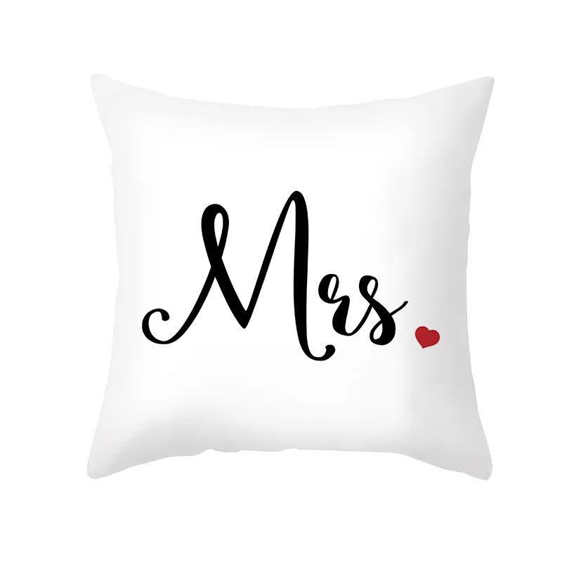 Valentine's Day Wedding Couple Gift Decorative Cushion Cover 45x45cm Throw Pillowcase Letters Heart Love Printed Pillow Covers