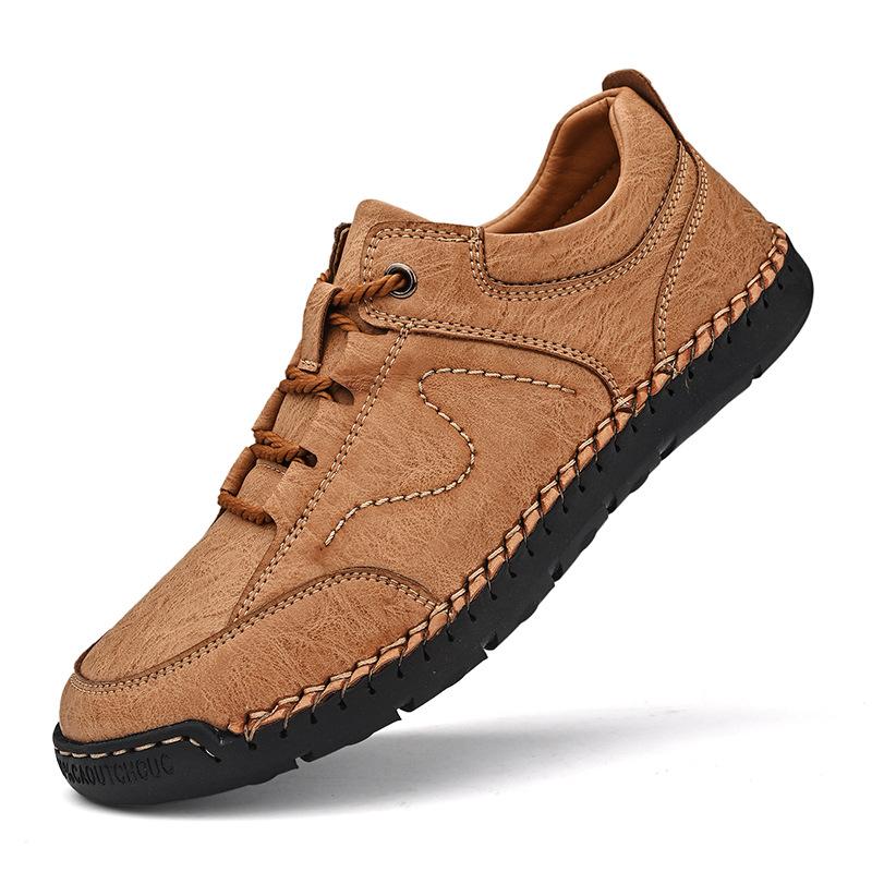 Men's Shoes Spring New Trendy Men Leather Shoes Soft Bottom Genuine Leather Shoes Versatile Casual Shoes