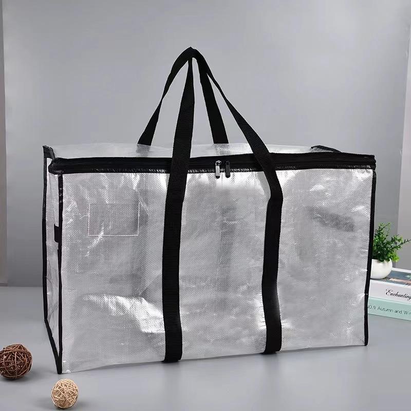 Quilt Organizer Bag Foldable Transparent Large Capacity Woven Closet Sort Waterproof Double Zipper Portable Storage For Clothes