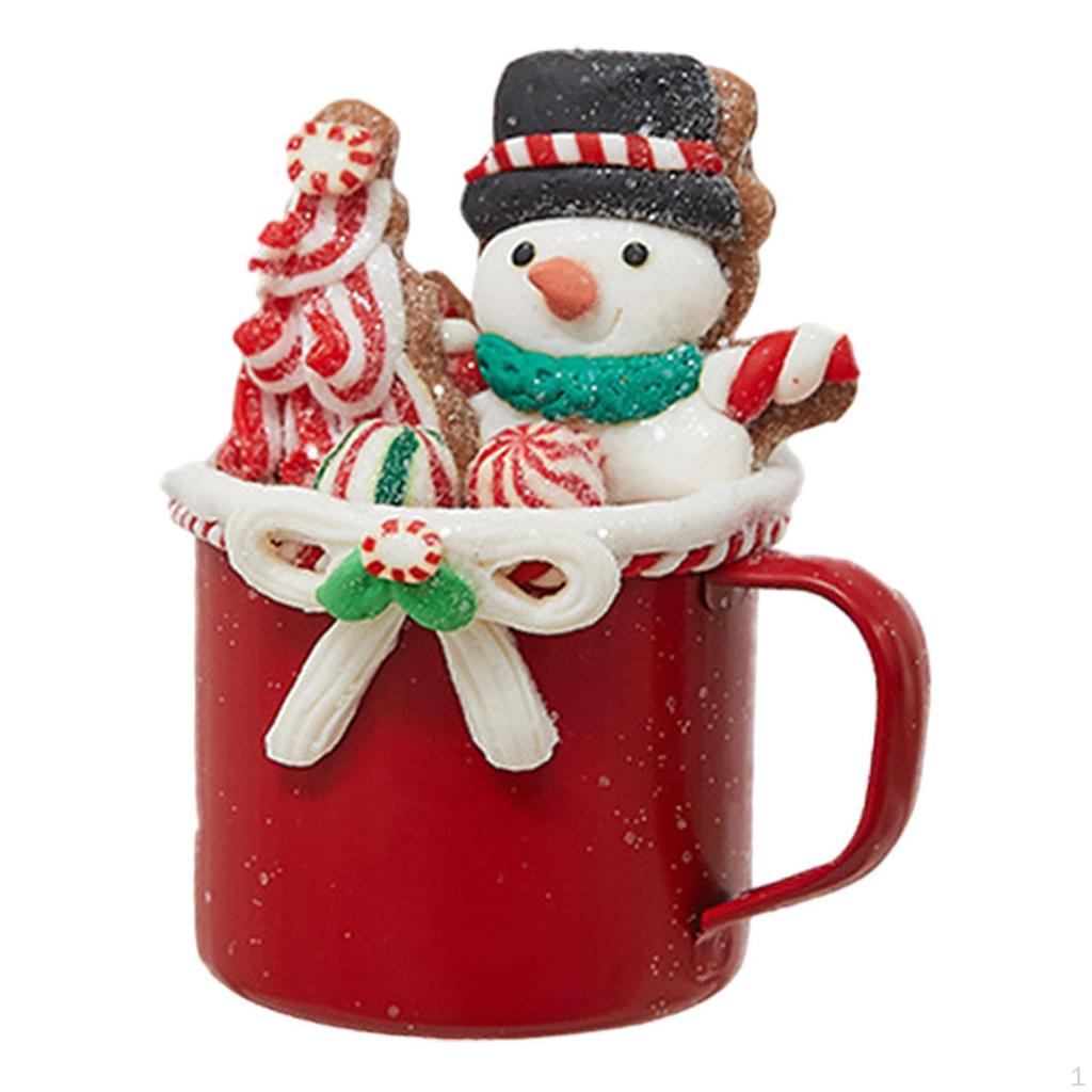 2.3 X 4.3 Inch Soft Ceramic Christmas Coffee Cup Hanging Ornament for Table And Fireplace