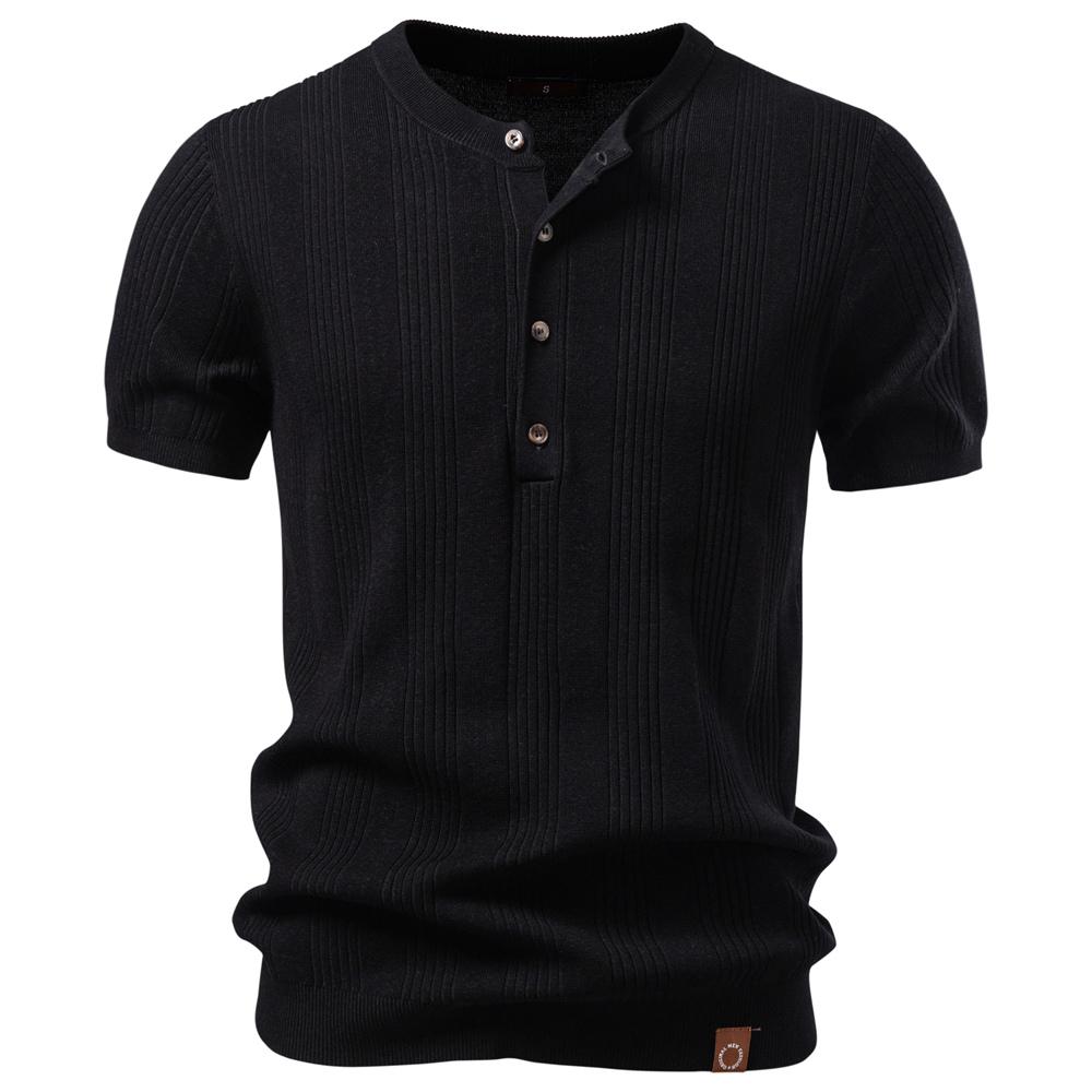 AIOPESON New Henley Neck T-Shirt Men's Soft Breathable Short Sleeve Casual Daily Wear Lightweight Summer Top for Men
