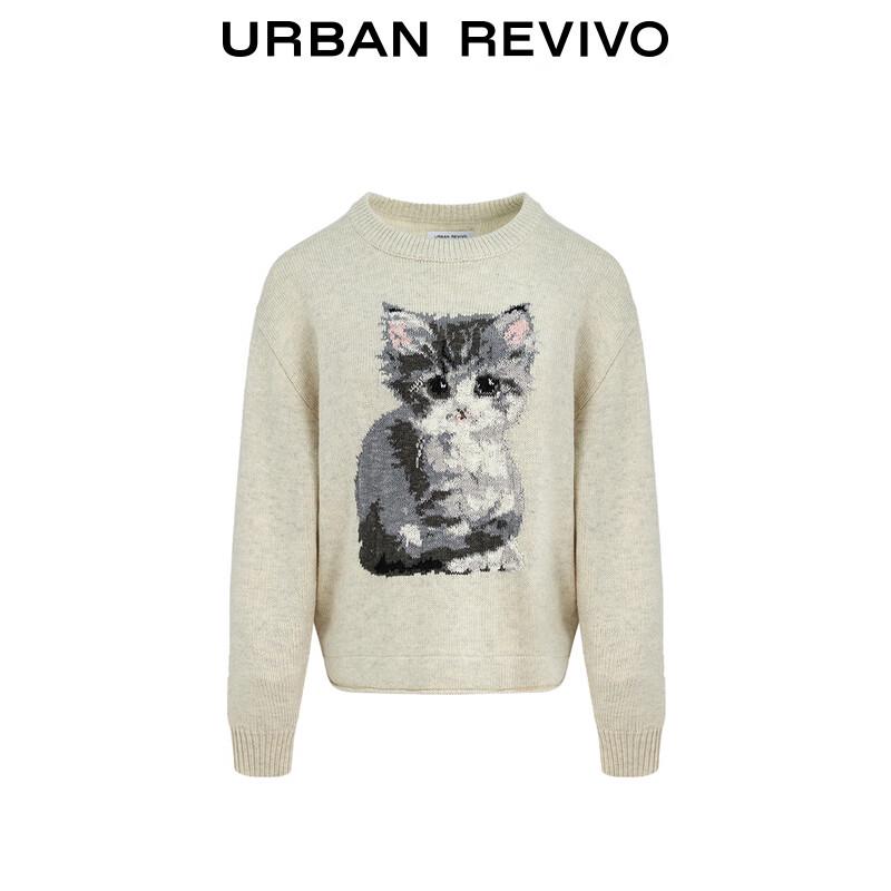 UR Women's Cute Pet Jacquard Round Neck Knit Sweater