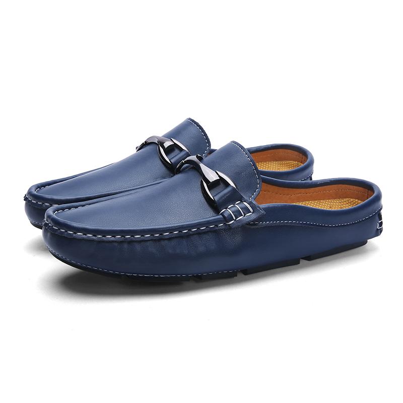 Men Leather Fashion Half Slipper New Arrival All-match Muller Shoes Summer Men Loafers Flats Slippers for Outdoor Men's Shoes