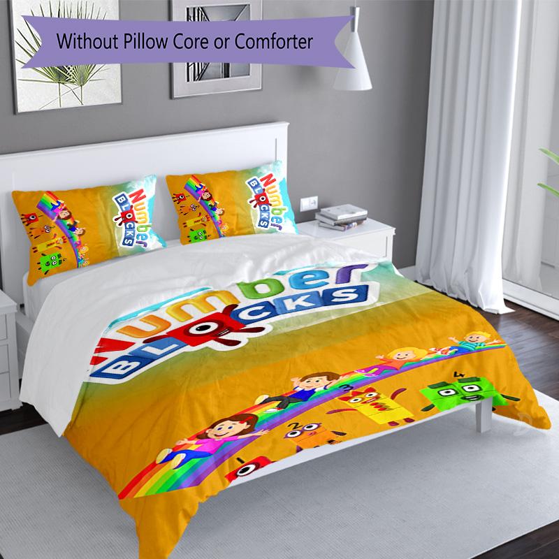 Set di biancheria da letto con motivo Numberblocks2, 3 pezzi, set copripiumino include copripiumino e federe, decorazione perfetta per la camera da letto in ogni stagione e regalo