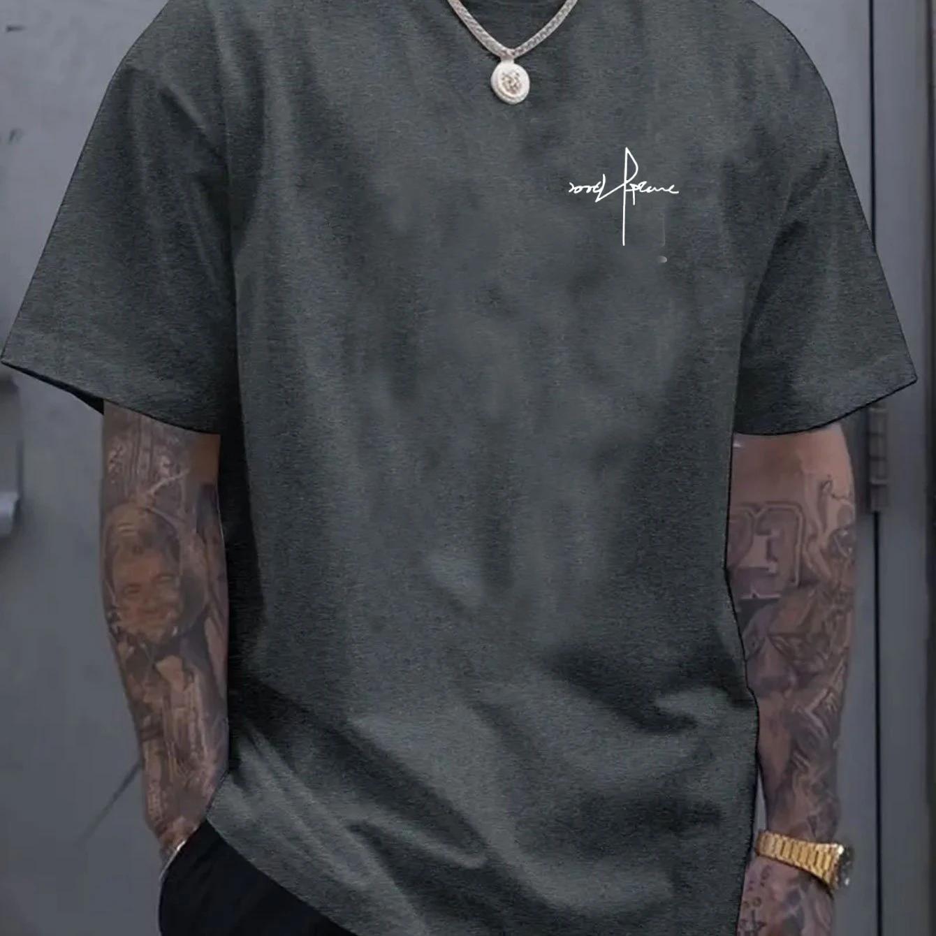 

Летняя мужская повседневная спортивная футболка свободного кроя большого размера из 100% хлопка с принтом в виде букв, удобная, с круглым вырезом и коротким рукавом 4XL