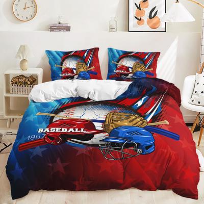 Baseball Sports Pattern Printing Quilt Cover Pillowcase 3D Digital Printing Three-Piece Set