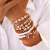 Versatile Unisex Football Charm Letter Beaded Bracelet Elastic Band Handchain for Everyday Wear Street Hand Jewelry