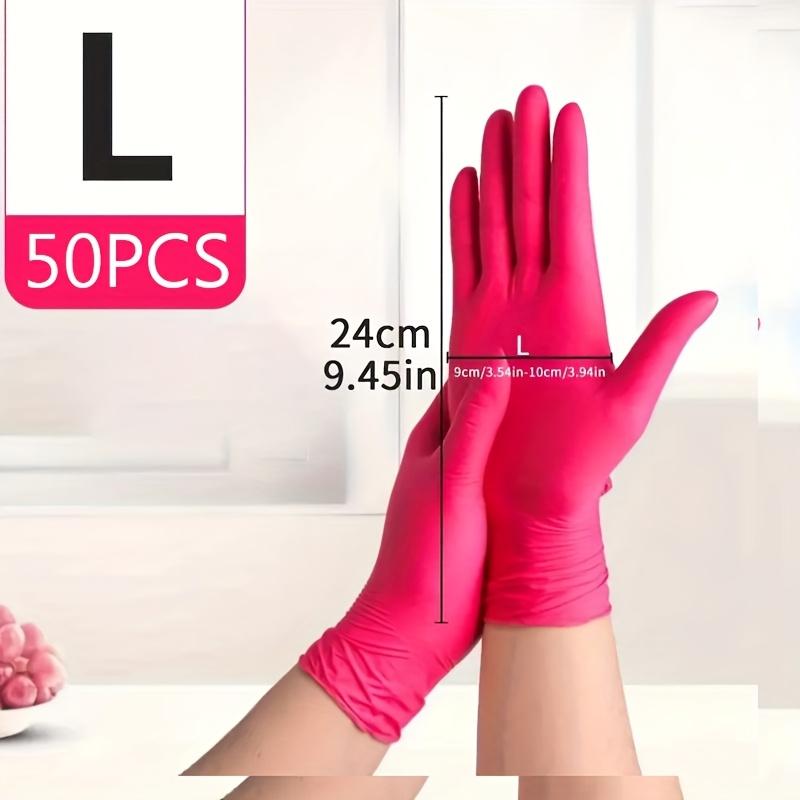 30/50/100pcs Deep Pink Disposable Nitrile Gloves, Latex Free & Dust-free, S/M/L Sizes, for Home Cleaning, Pet Care, Hair Dyeing & Kitchen Use