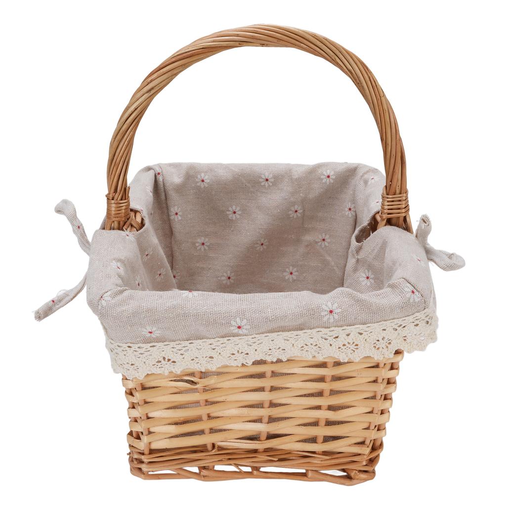 Picnic Basket Detachable Lining Vintage Spacious Capacity Hand Woven Basket for Camping Vegetable Picking