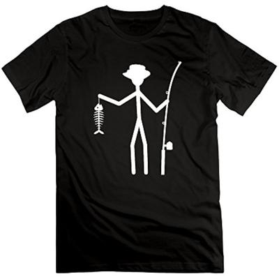 Huikl Fisherman Stick Figure Holding Fish Bones Short Sleeve Unisex T-Shirt