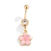 Yousheng Bauchnabelpiercing, Edelstahl Blume Design Bauchnabel Schmuck, Bauchpiercing Ring mit Klarem Zirkonia Inlay, Bauchnabel für Empfindliche Haut