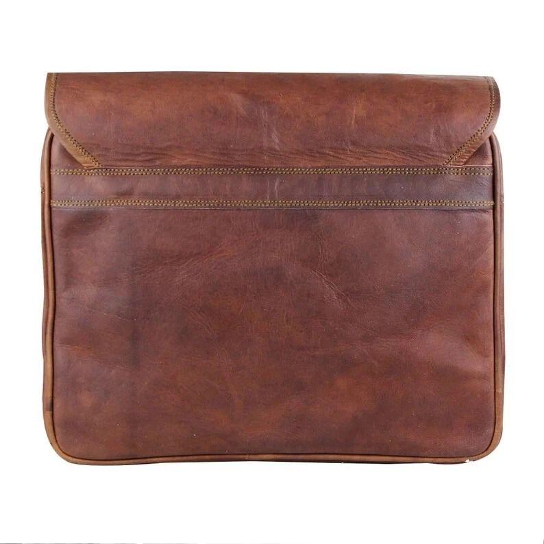 Vintageowa brązowa skórzana torba listonoszka, Skórzana torba satchel, Torba na laptopa