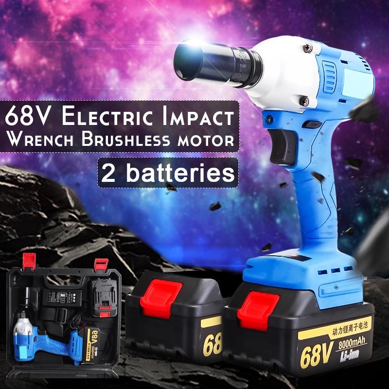 AC 100V-240V 330Nm Cordless Lithium-Ion Electric Impact Wrench Brushless Motor 2 Battery - intl