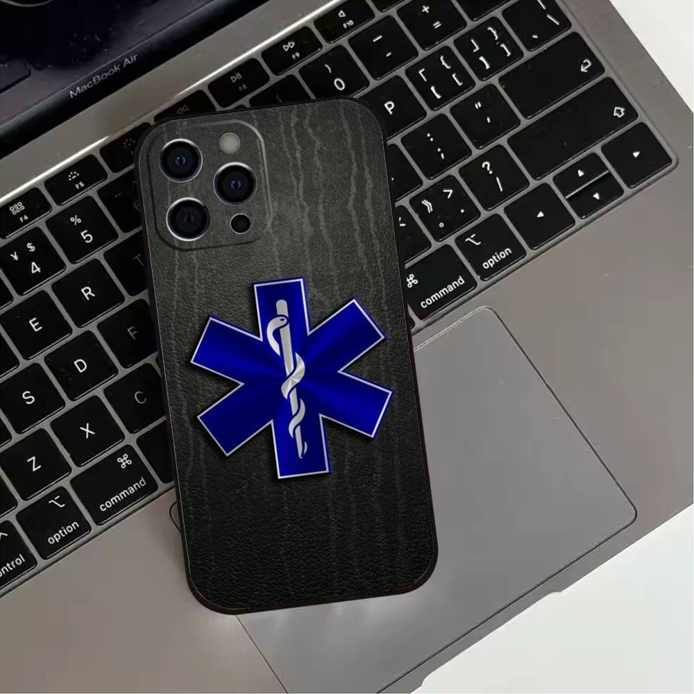 

EMT EMS Ambulance LOGO Phone Case For iPhone 17,16,15,14,13,12,11 Plus,Pro Max,XS,Soft Silicone Black Cover iPhone16e