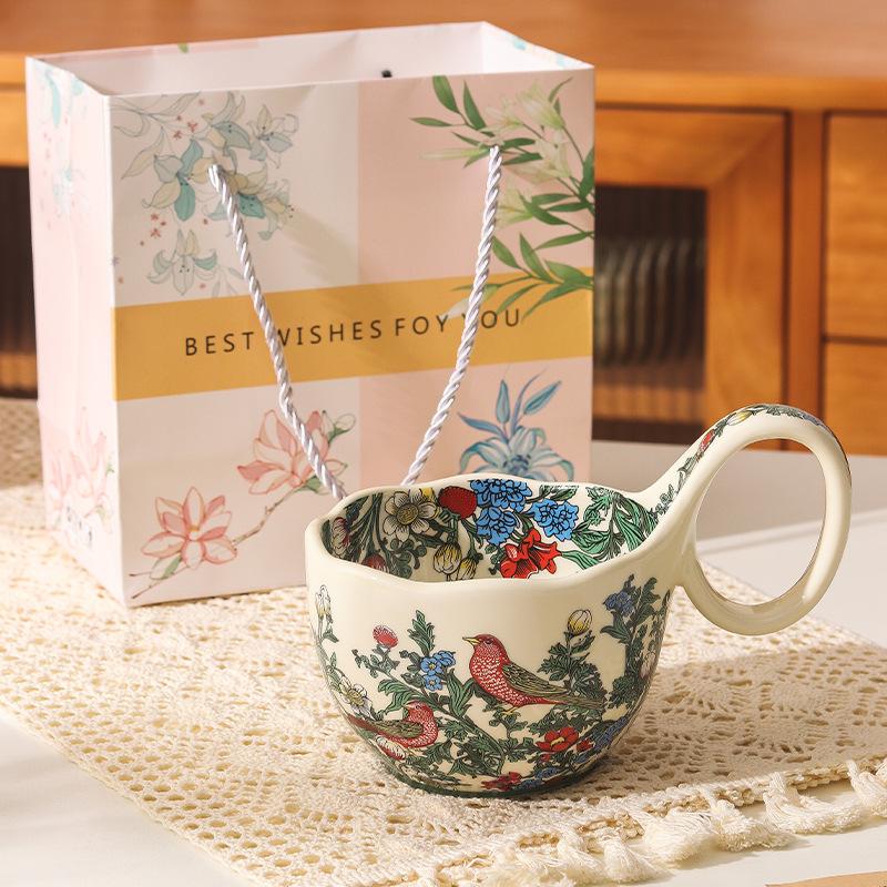 High Looking Morris Ceramic Mug for Girls Breakfast Oatmeal Cup for Girls Best Friend Birthday Gift Souvenir