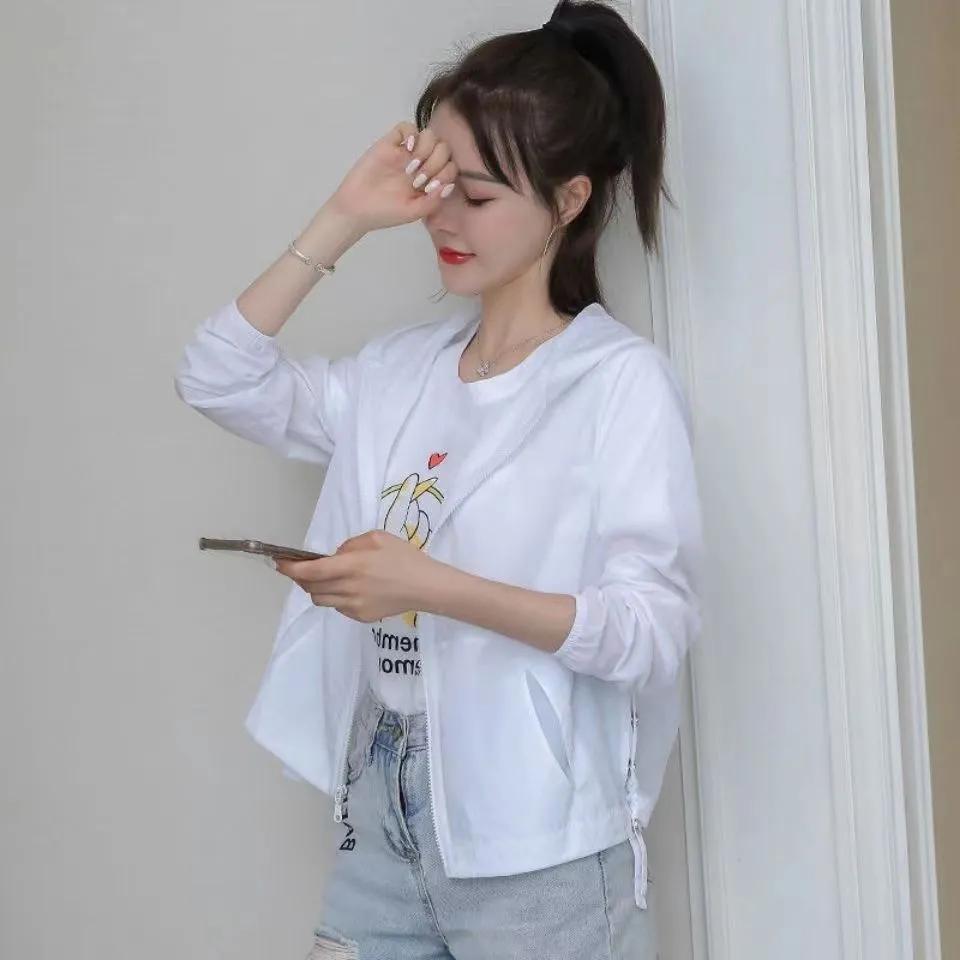Short Sunscreen Clothing Korean Version of The Wild Anti-ultraviolet Hooded Thin Long-sleeved Breathable Women