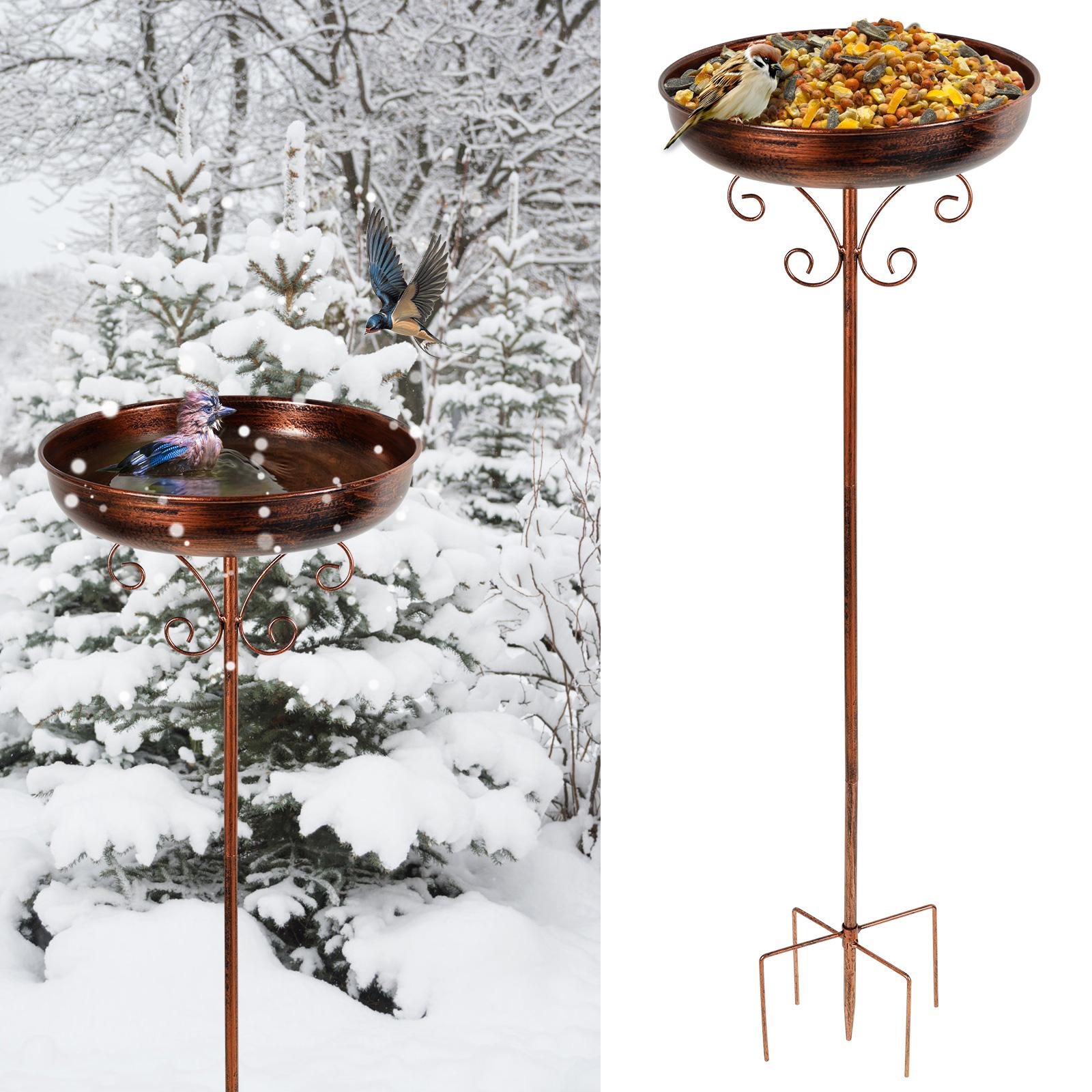 

Bird Bath for Garden Metal Standing Bird Bath Feeder Bowls with 5 Prongs Stakes Easy to Install for Patio Outside Yard Decor