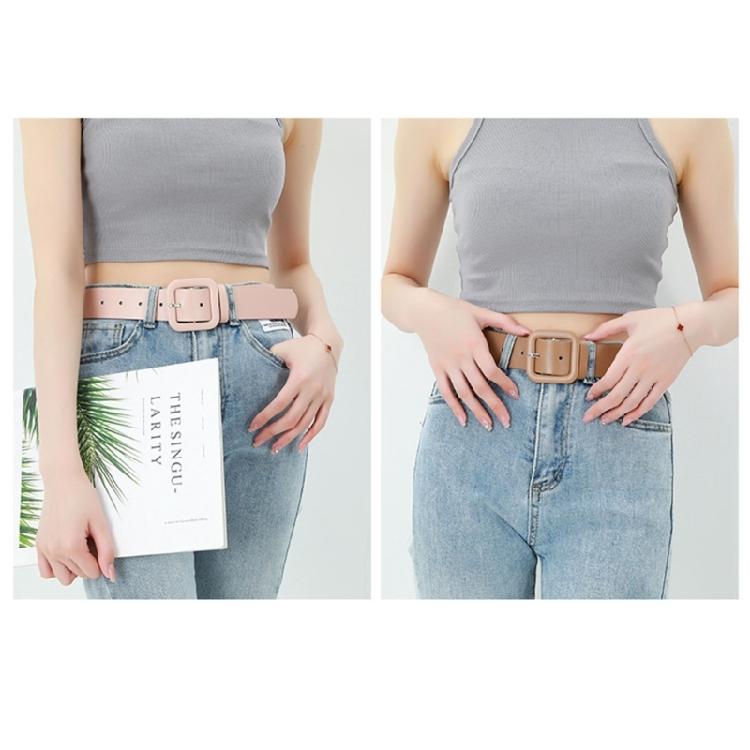 Trendy Square Clasp Belt for Women Durable PU Leather Strap Adjustable Fit Casual Formal Wear
