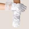 1Pair Lace Sweet Princess Wedding Party Short Polyester Thin Girls Gloves Bow Mittens