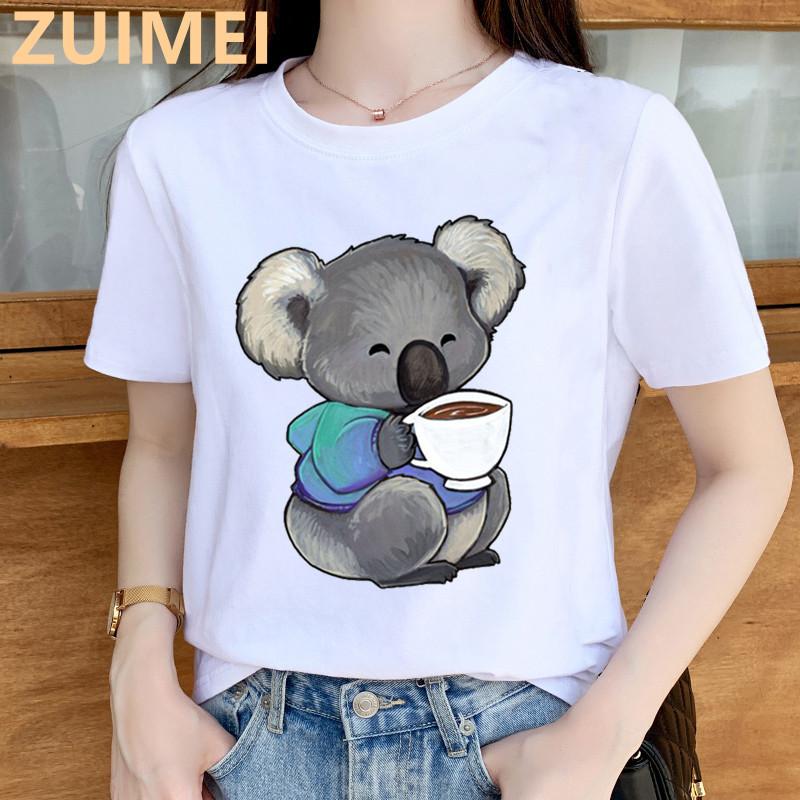 Funny Koala My Puns Are Nope Print Harajuku Top Women T-shirt Casual Ladies Basic O-collar Short Sleeved T-shirt Girl,Drop Ship