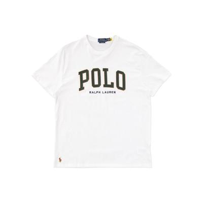 Polo Solid Color Letter Crew Neck Fitted Short Sleeve T-Shirt Men Tops White 710917892-003