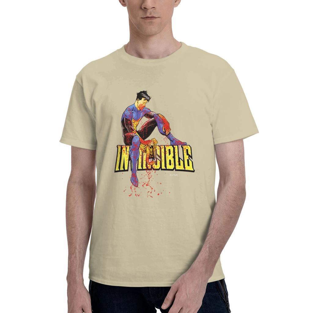 INVINCIBLE   Blood Splat Logo Cotton T Shirt For Man Summer  T-Shirts Breathable Fashion Tee Shirt Oversize Loose Clothing
