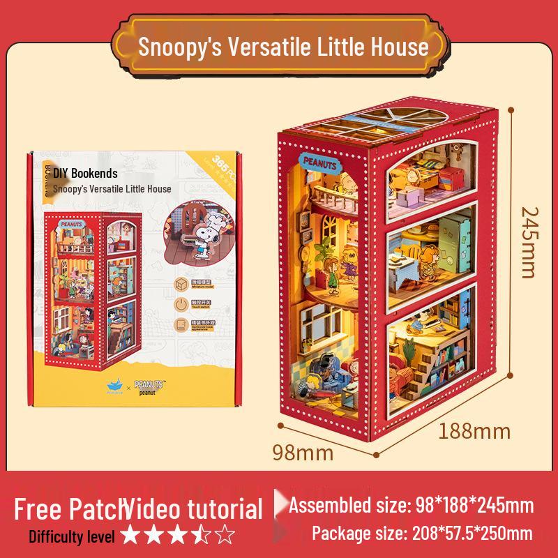 Кошачий Небесный Город Снупи Сделай Сам Изменяемый Коттедж 3D Пазл Модель Конструктор