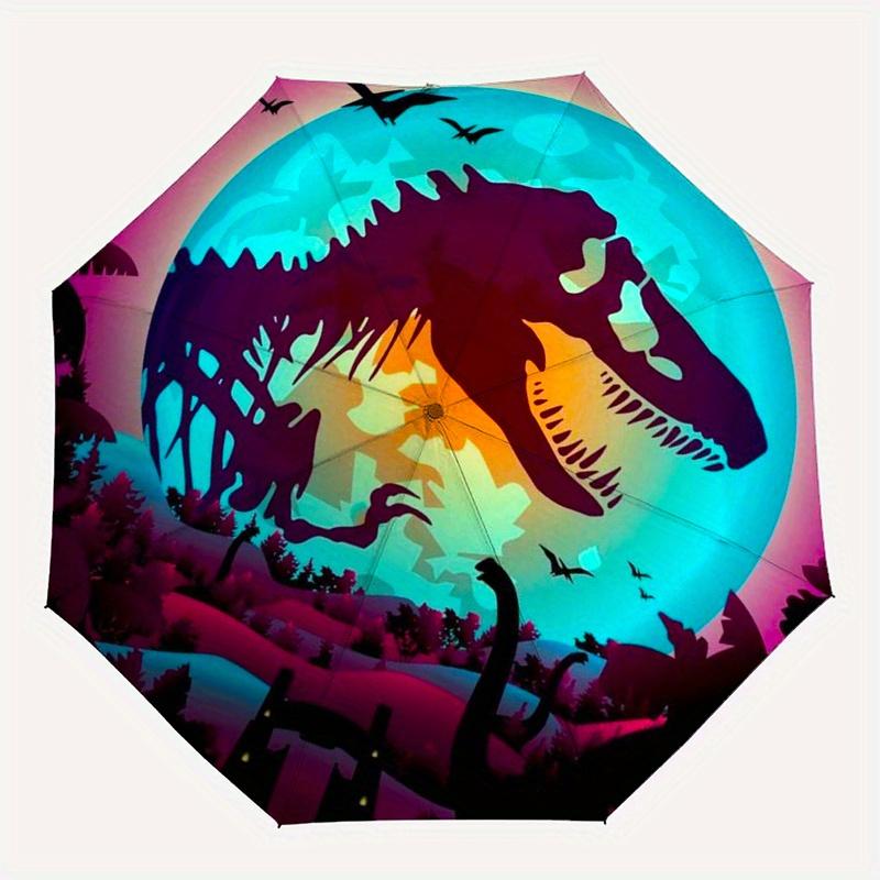 Jurassic Adventure: Dinosaur Silhouette ArtworkUmbrella, Portable 3-Fold Compact Umbrella for Men & Women Gift