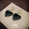 Elegant Gold-Plated Black Zircon Stud Earrings - Niche Design for a Luxurious Fashion Statement