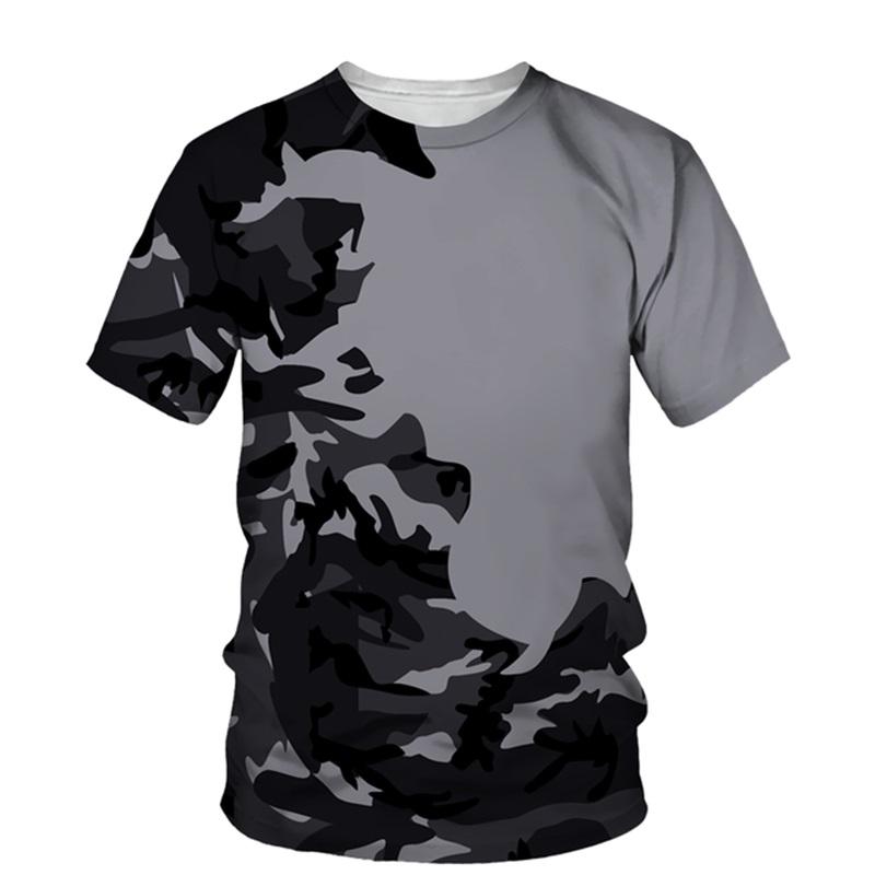 Summer Camouflage T-shirt Men's Clothing Camouflage Pattern 3D Printed T-shirt Casual Loose Version Popular Top Short Sleeved