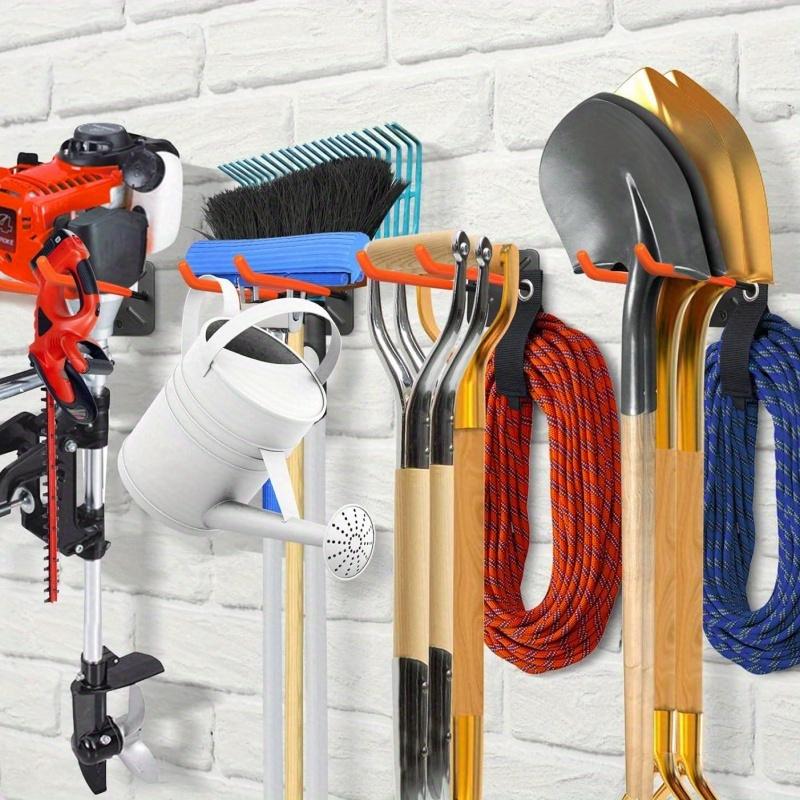 1pc Heavy Duty Steel Wall-Mounted Garage Storage Hook Organizer - Multi-Functional Tool Hanger for Shovels, Rakes, Garden Tools - Space
