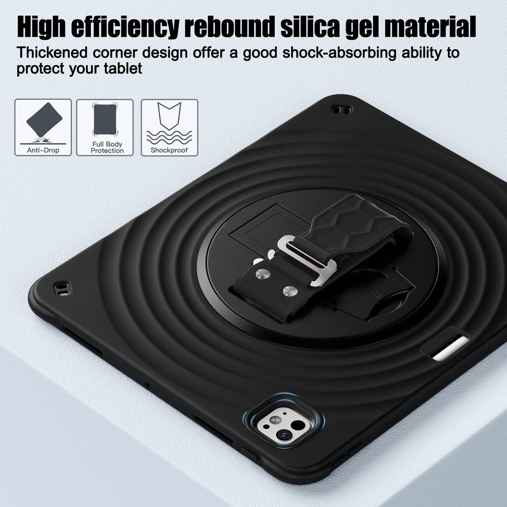 Für iPad Pro 13 (2024) Hülle Ständer Handschlaufe Tablet-Hülle mit Schultergurt