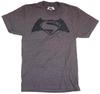 DC Comics Batman Vs Superman Logo Men's Charcoal Heather T-Shirt New