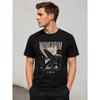 Men's Black Short-sleeve Crew Neck T-shirt with Eagle Graphic Print, Soft Cotton Feel, Motivational Design for Daily Wear or Gym Sessions
