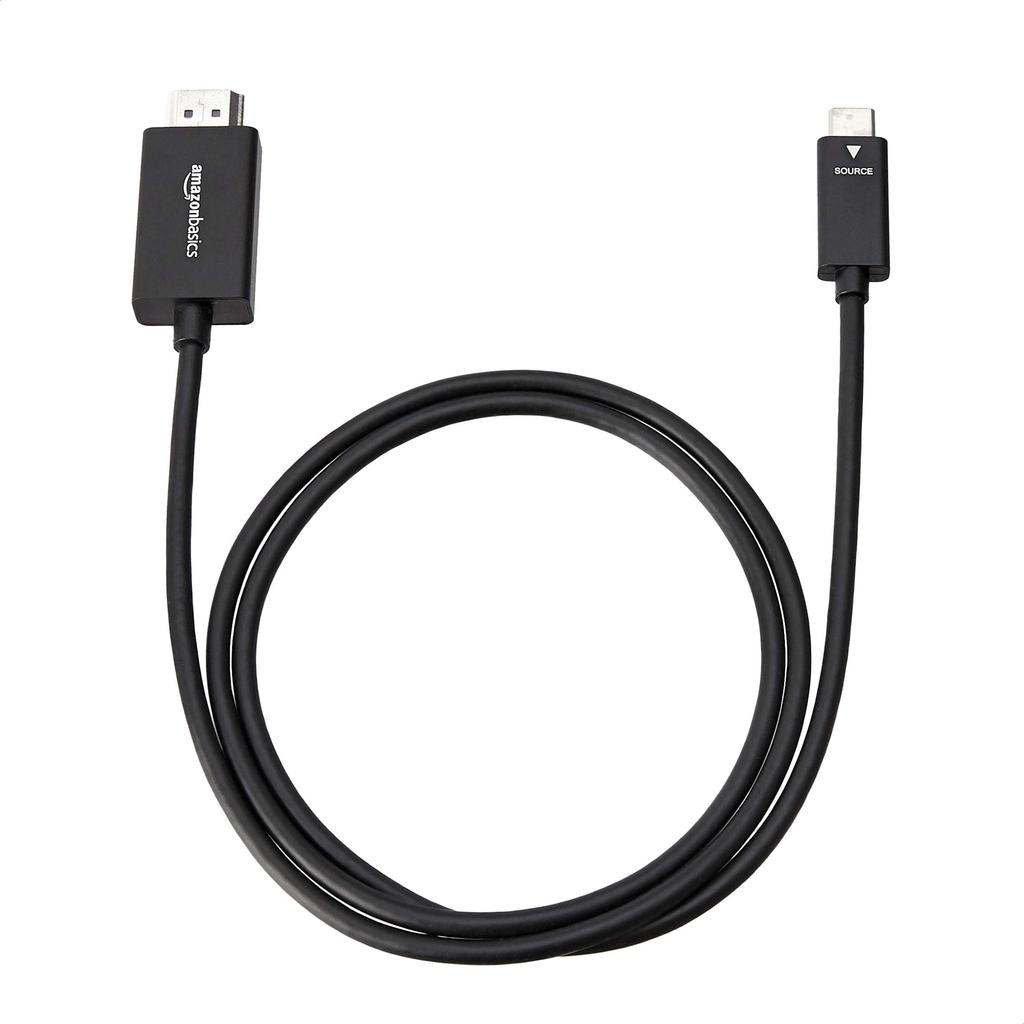 Amazon Basics To HDMI Cable Premium Thunderbolt 3 Black USB-C Adapter, Aluminum, Compatible, 4K@60Hz, 0.9m,