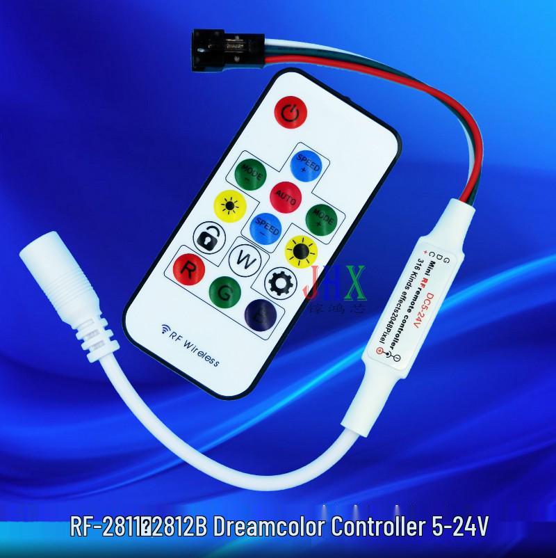 

14-кнопочный РЧ Dreamcolor 12V LED-контроллер с 300 цветовыми эффектами
