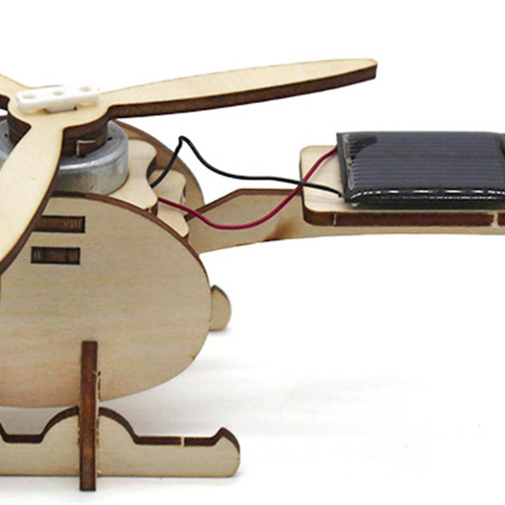 Solar Hubschraubermodell Holz Hubschrauber Spielzeug Puzzle Spielzeug Heimdekoration für Kinder