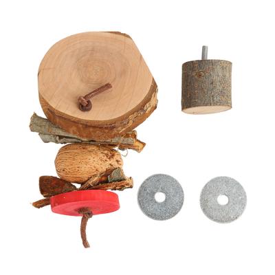 Bird Cage Perch Platform Natural Safe Edible Bite Resistant Round Wooden Stand Platform with Chewing String S