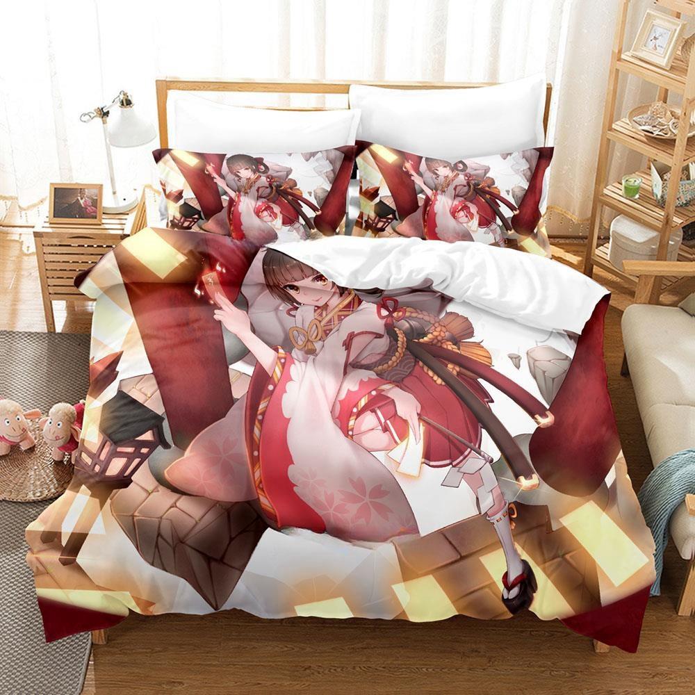 3D Printing Game Kawaii Girls Onmyoji Bedding Set Single Twin Full Queen King Size Bed Set Adult Kid Bedroom Duvet Cover Sets